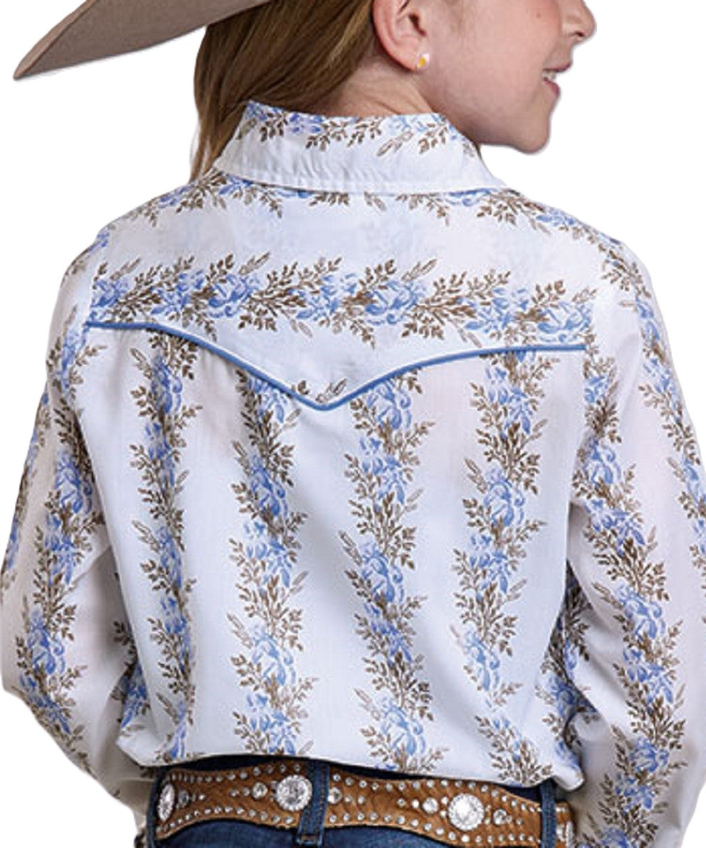 Roper Girls' Floral Stripe Snap Shirt