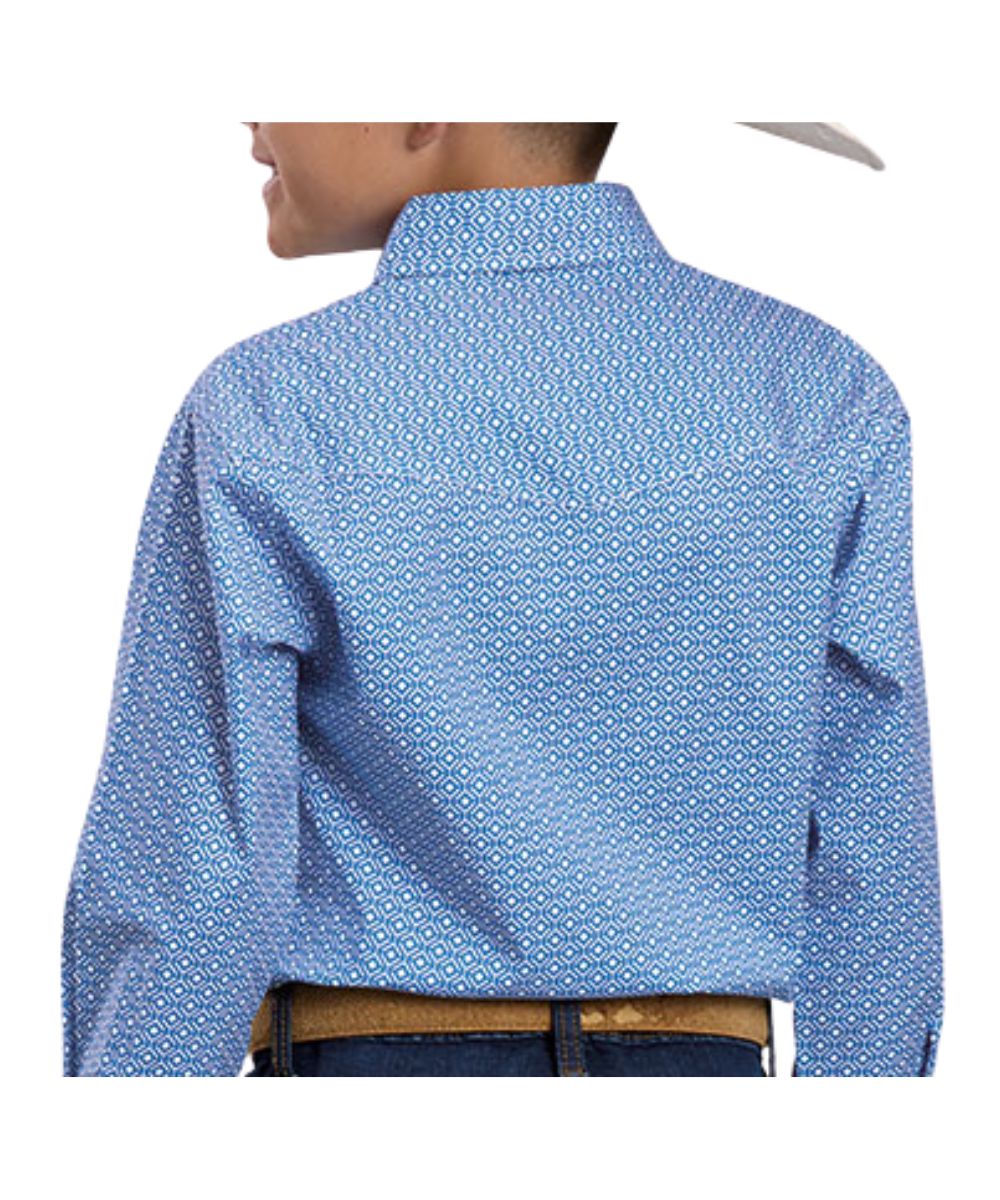 Roper Boys' Blue Geometric Western Snap Shirt