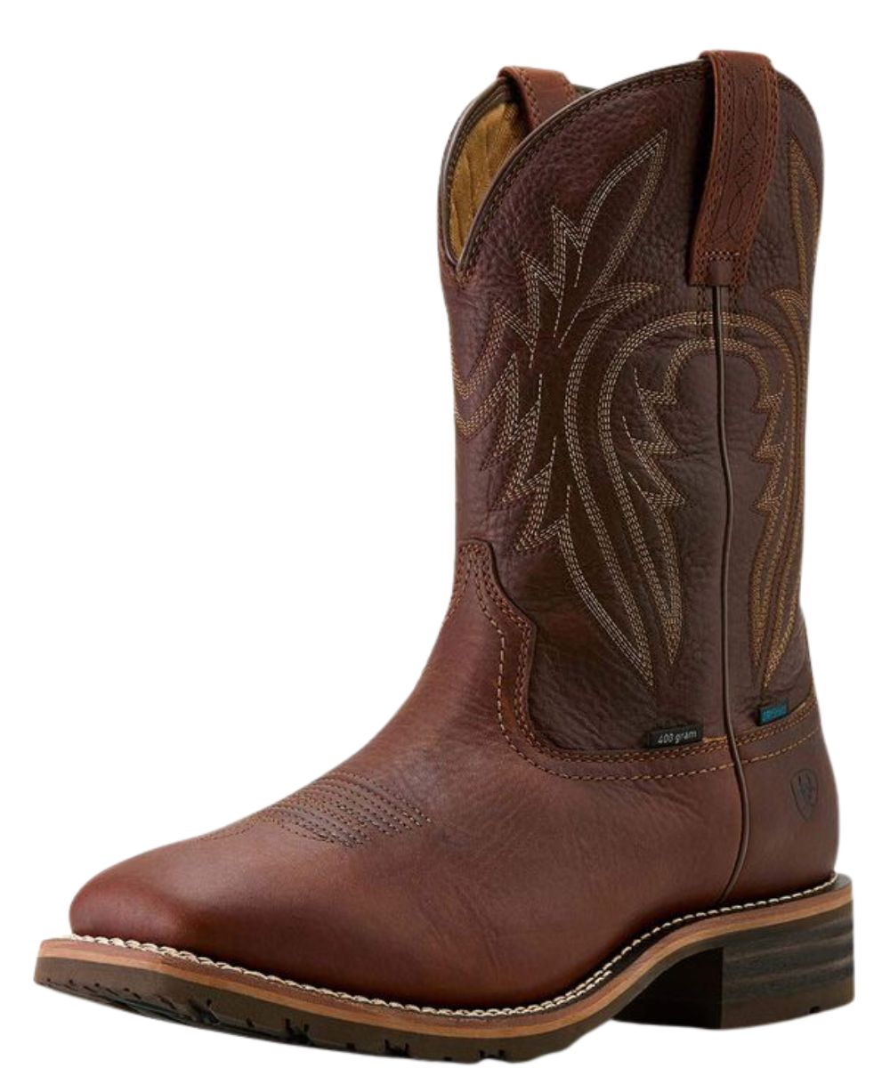 Brown Leather Boot Featuring A Western Stitch Design On The Shaft