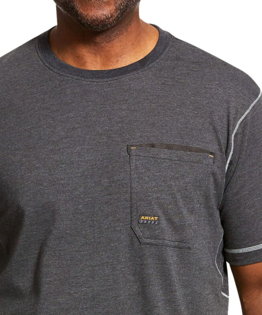 Men's Charcoal Heather/Grey Work Shirt With A Long Back Hem To Keep You Covered