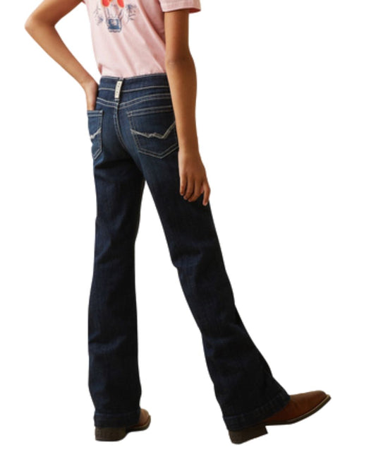 Girl's Dark Wash Jean With Contrast Stitched Back Pockets