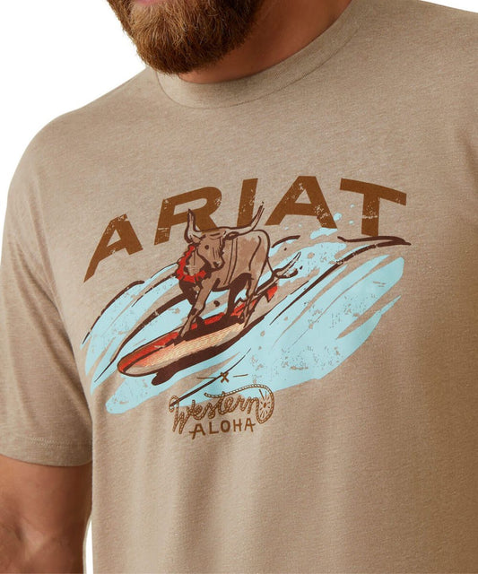 Ariat Men's Oatmeal Heather Surf Aloha Tee