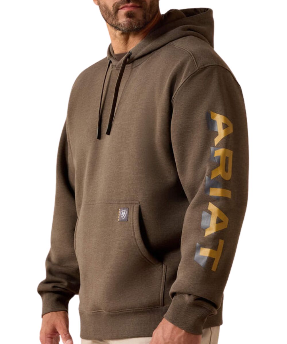 Ariat Men's Major Brown Heather Rebar Logo Hoodie