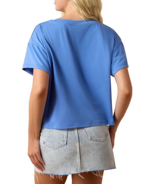 Women's Boxy Fit Graphic Tee With Dropped Shoulders And Cropped Length