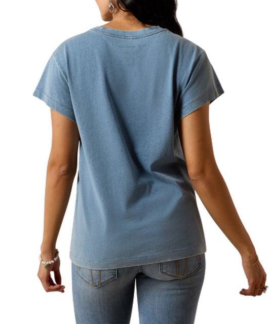 Women's Mineral Wash Light Washed Indigo Graphic Tee