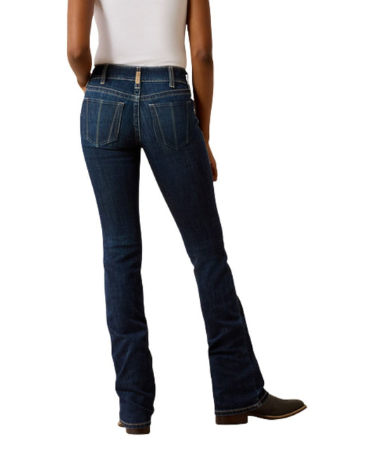 Back View Of The Women's Perfect Rise Dark Wash Boot Cut Jean