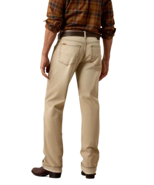 Back view of the men's cedar brown/tan relaxed boot cut jean featuring the 10.5" mid-rise and loop lock technology