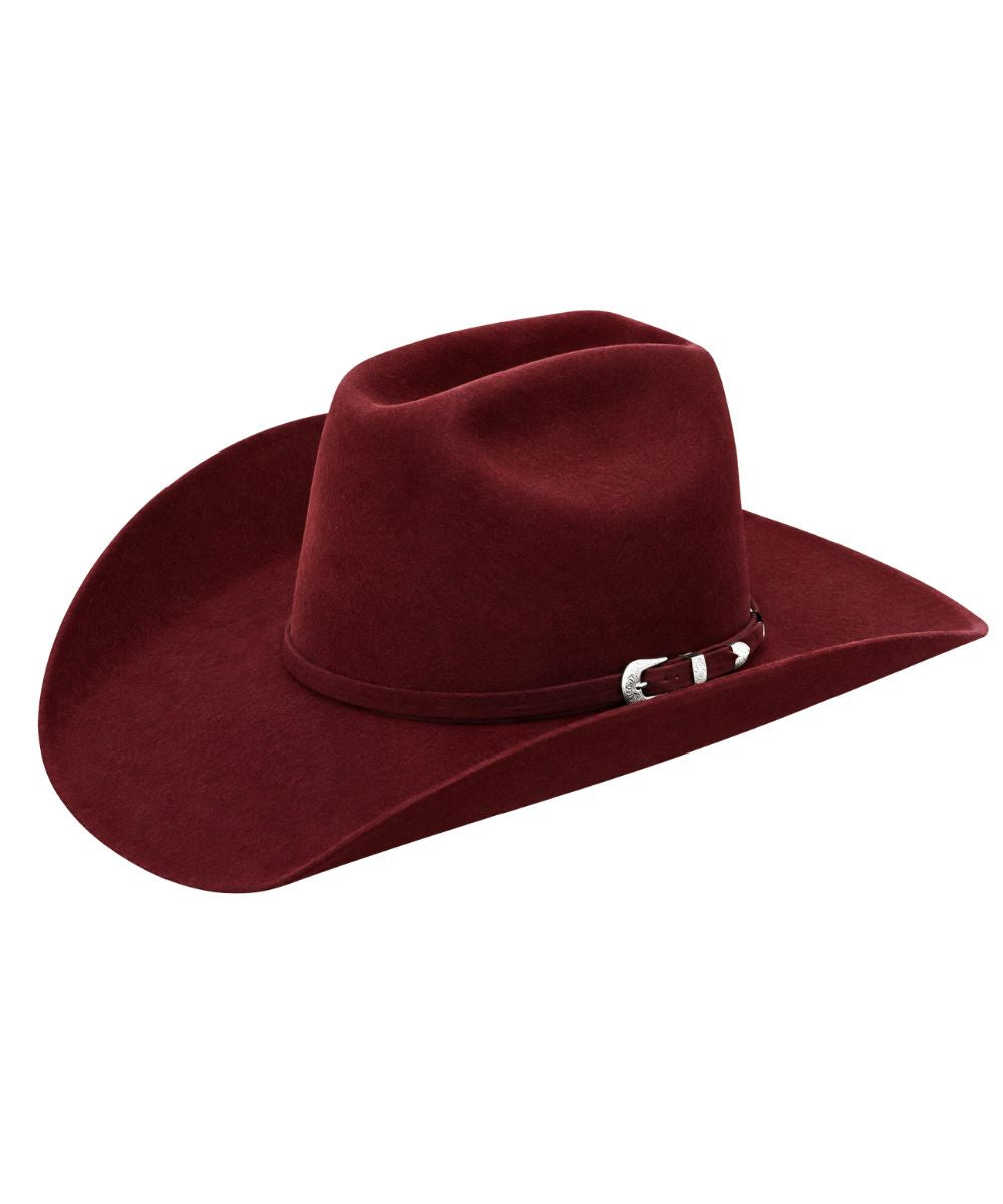 Left angled view of the unisex American Hat Co. 10X fur felt grenadine hat featuring the minnick crown and the 4 1/4" jb brim