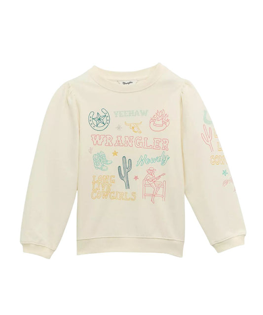 Wrangler Girls' Puff Sleeve Pullover