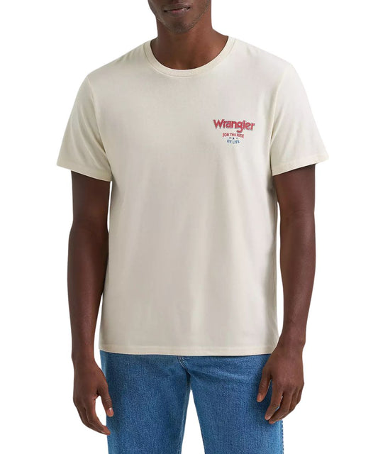 Men's White Graphic Tee With Small Logo Graphic Screen Printed On The Chest