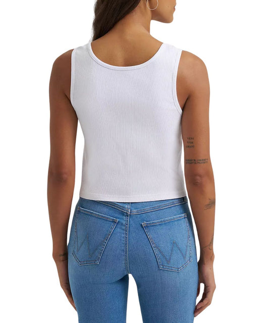 Women's Bright White Ribbed Tank Top In A Slim Cropped Fit