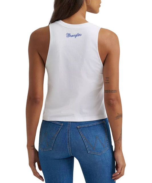 Women's Bright White Cropped Festival Tank Top