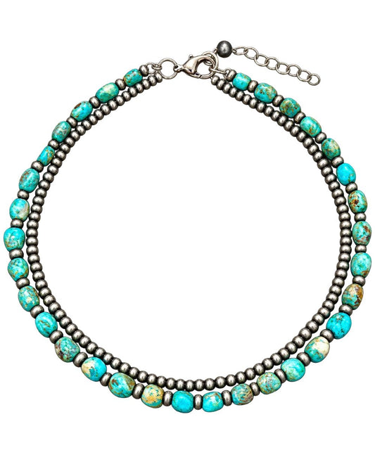 Flat view of the women's 2-strand western necklace featuring the 16" length with a 5" extender