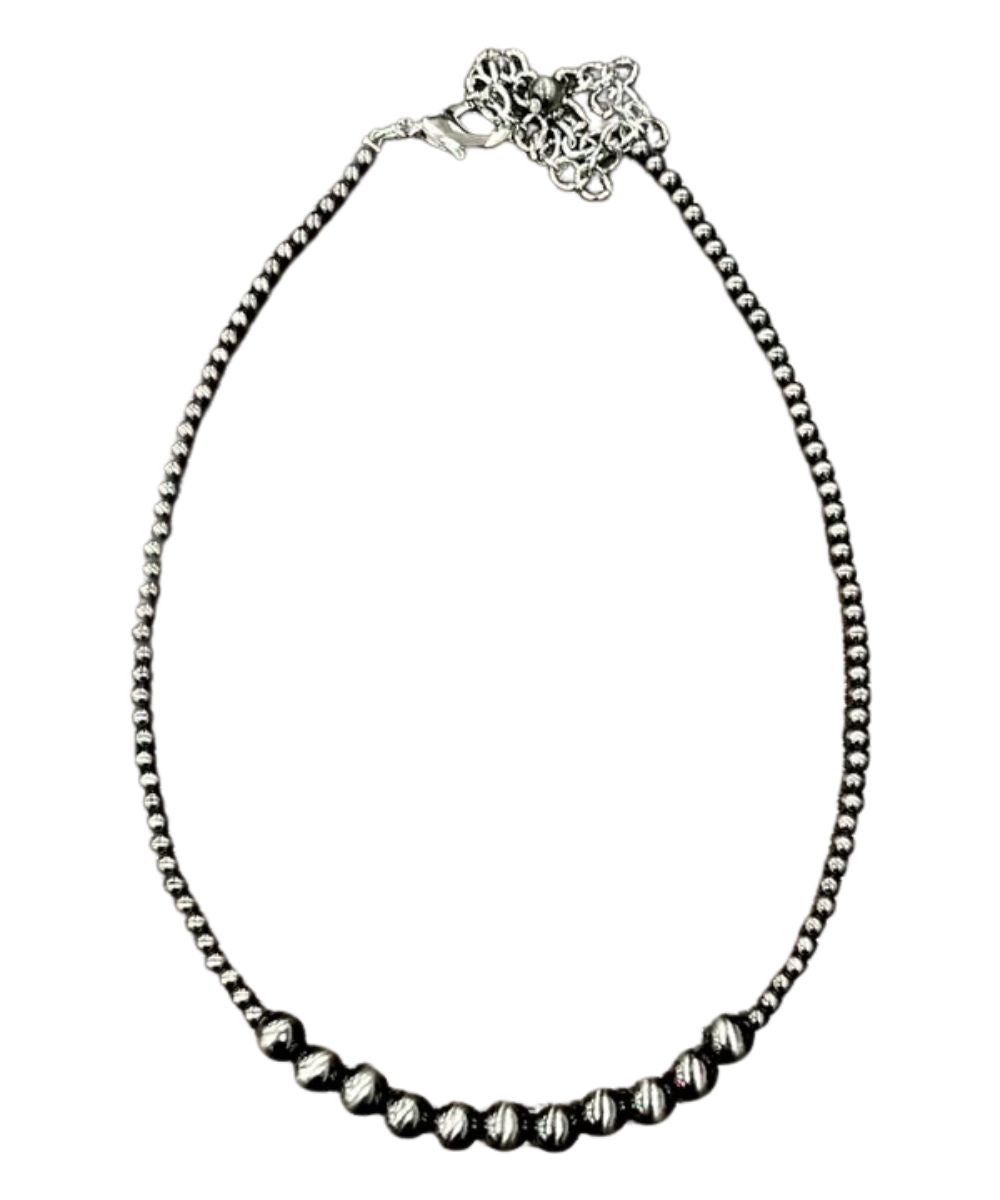 4mm And 8mm Navajo Polished Beaded Necklace With A 5" Extender