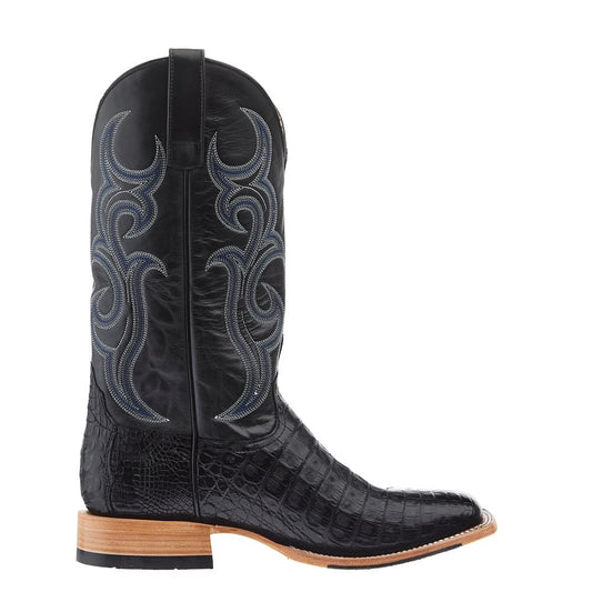 Horse Power Mens Top Hand Black Caiman 13in Black Pull Up Top Western Boots