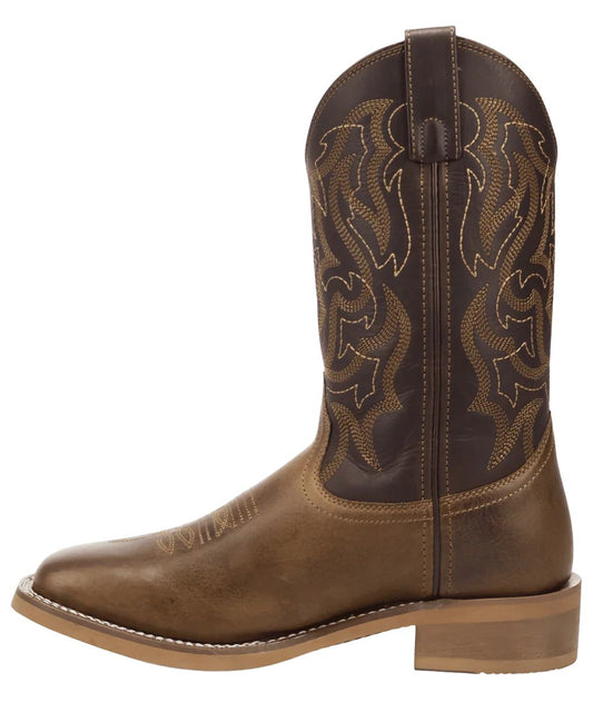 Left side view of the men's 11" western boot featuring leather pull tabs for an easy on