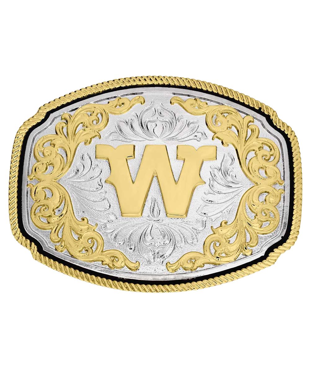 Front view of the W western initial buckle