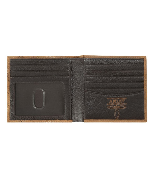 M&F Western Men's Ariat Medium Brown Cross Stitch Bifold Wallet