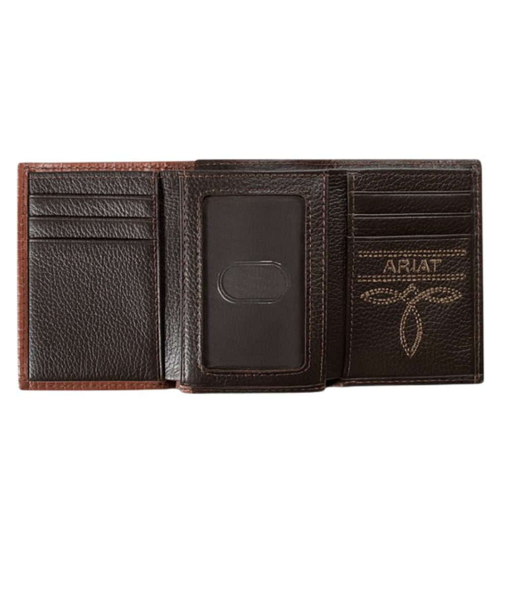 M&F Western Men's Ariat Brown Redline Shield Trifold Wallet
