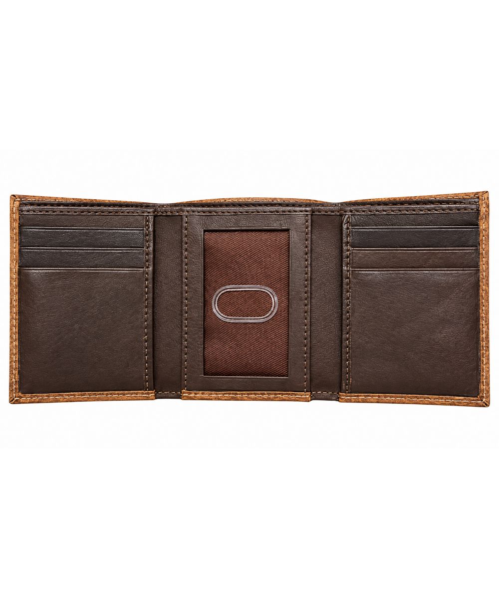 Leather Impressions Men's Brown American Bison Trifold Wallet