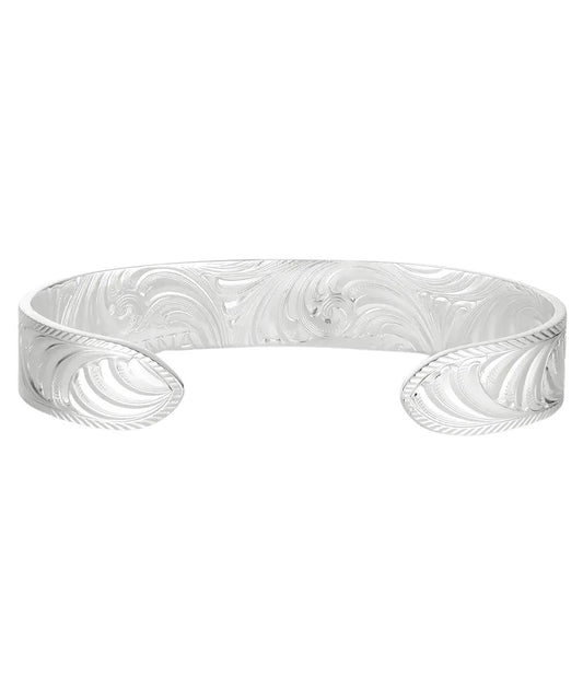 Back view of the women's silver cuff bracelet