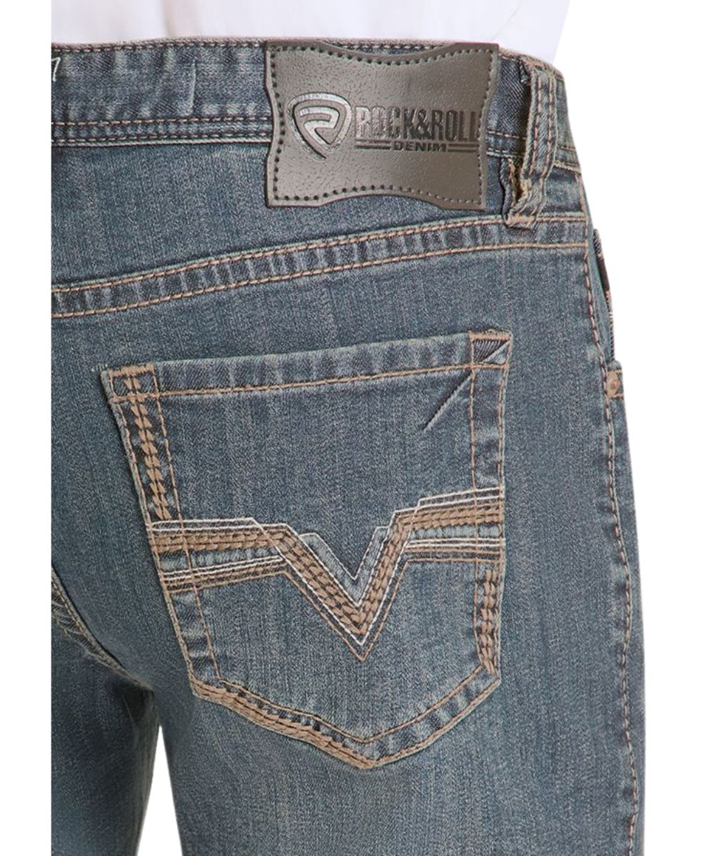 Contrast Feather Stitch Embroidered Back Pockets