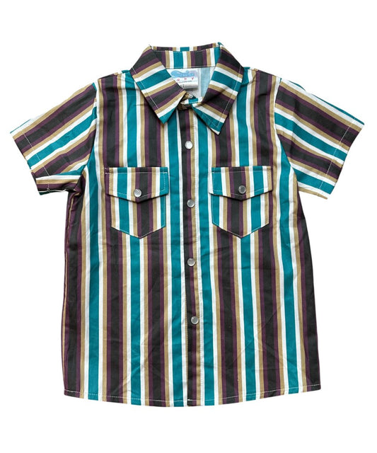 Boy's Snap Shirt With Single Point Snap Flap Chest Pockets And A Spread Collar