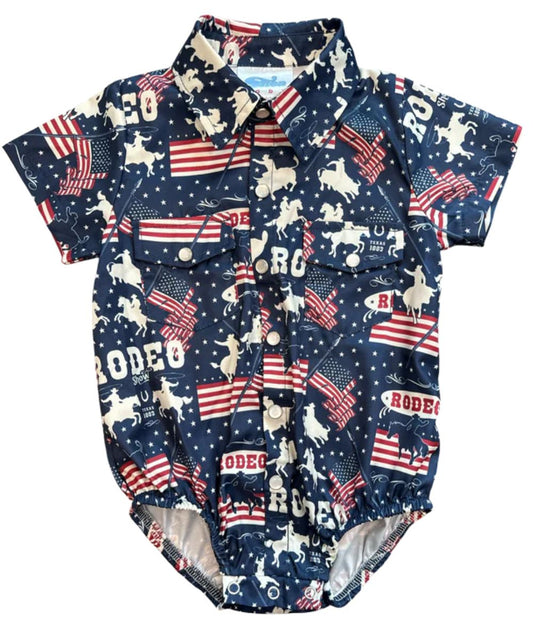Infant Boy's Navy Pearl Snap Onesie, With Elastic Leg Holes And Three-Snap Diaper Seat Closure