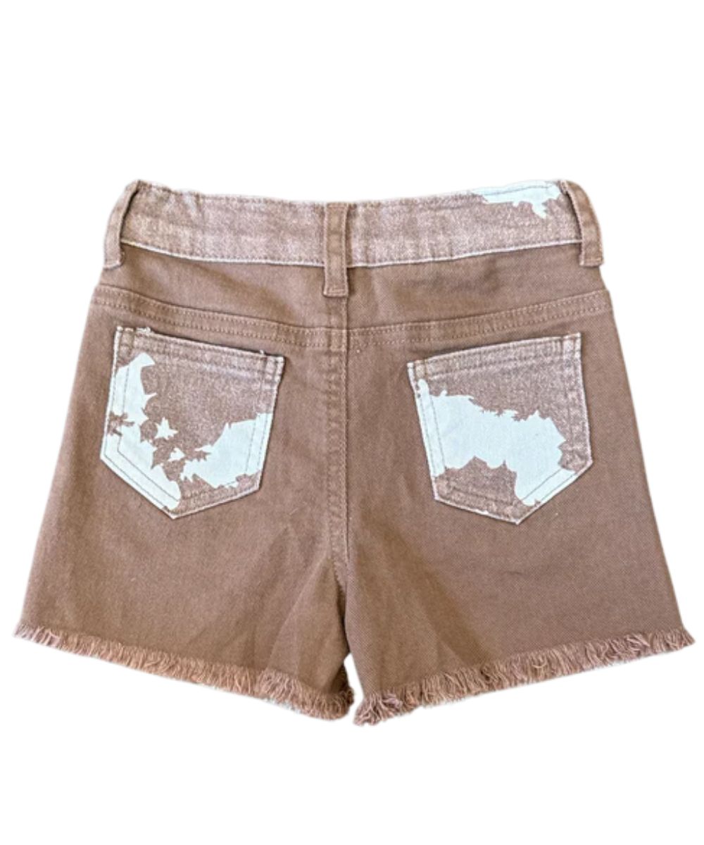 Brown Back With Brown And White Cow Print Patch Pockets