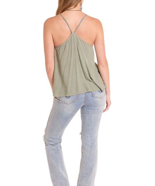 Women's Jade Green Tank Top With Adjustable Spaghetti Straps And A Flowy Fit