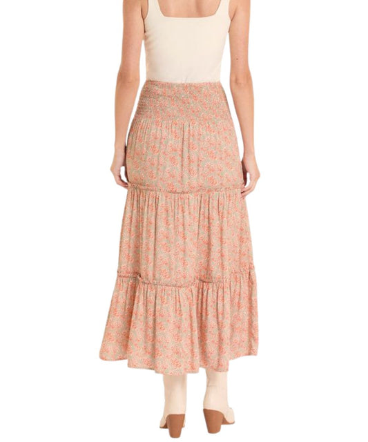 Smocked Waist, Tiered Ruffles, And Floral Print On A Crinkle Rayon Fabric