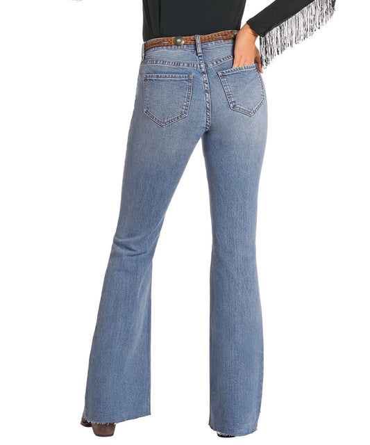 Rock & Roll Denim Women's Distressed Flare Jean