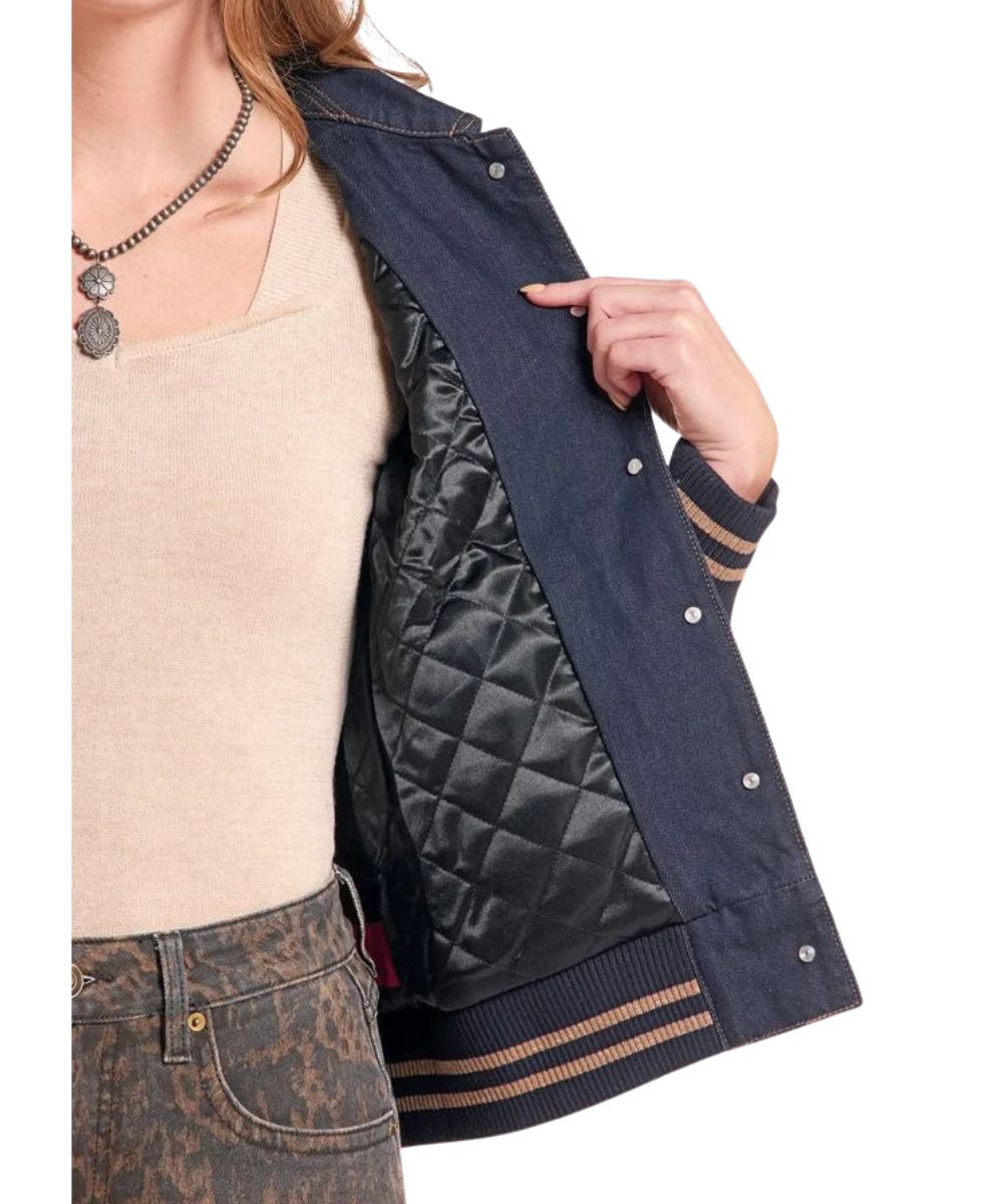 Interior view of the quilted satin lining