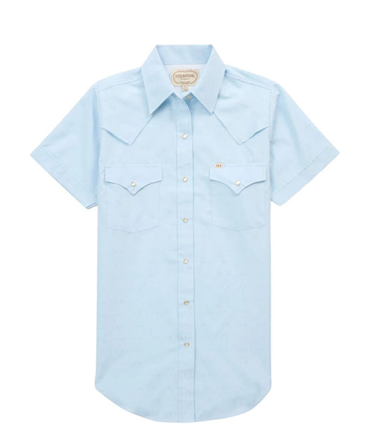 Women's Loose Fit With Extra Length Light Blue Western Snap Shirt