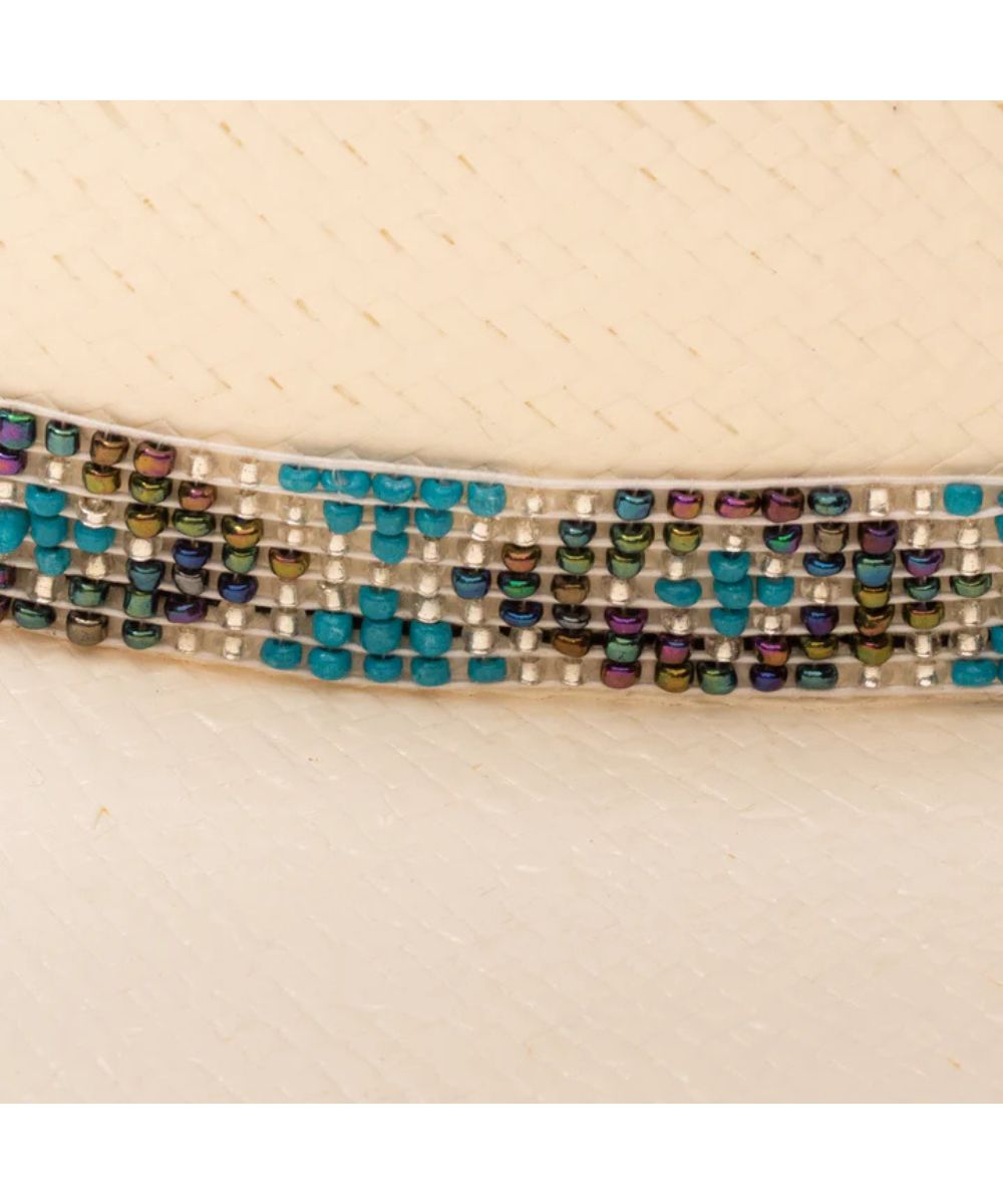 Close-up view of the beaded diamondback hatband