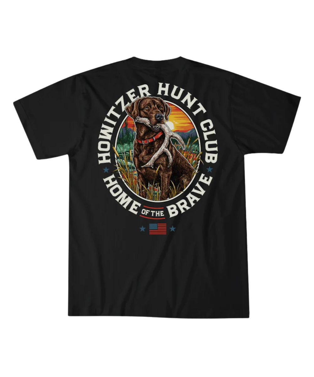 Back view of the men's black cotton graphic tee