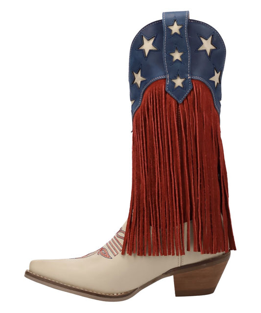 Women's Wild N' Free Leather Fashion Boot Featuring Red Leather Fringe