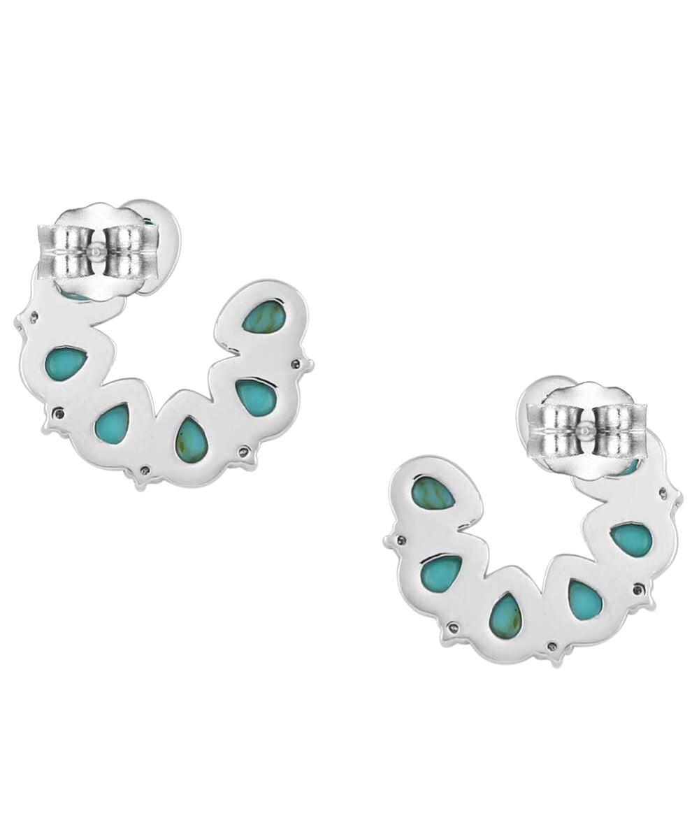 Back view of the women's turquoise earrings