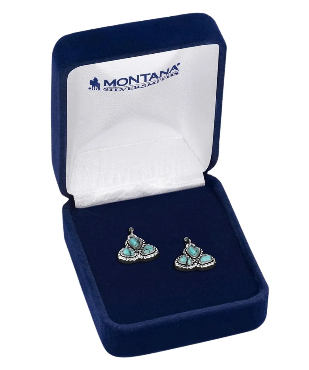 Boxed view of the women's dakota skies turquoise earrings