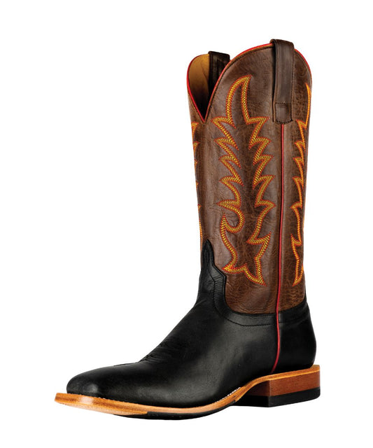 Black Leather Vamp And A Brown Leather Shaft With Contrast Western Stitching
