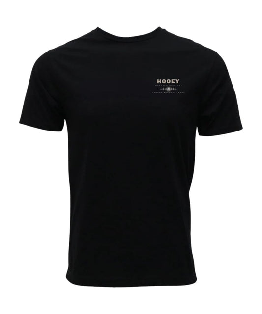 Front view of the boy's Hooey Peyote Black Tee featuring the small logo screen print on the left chest