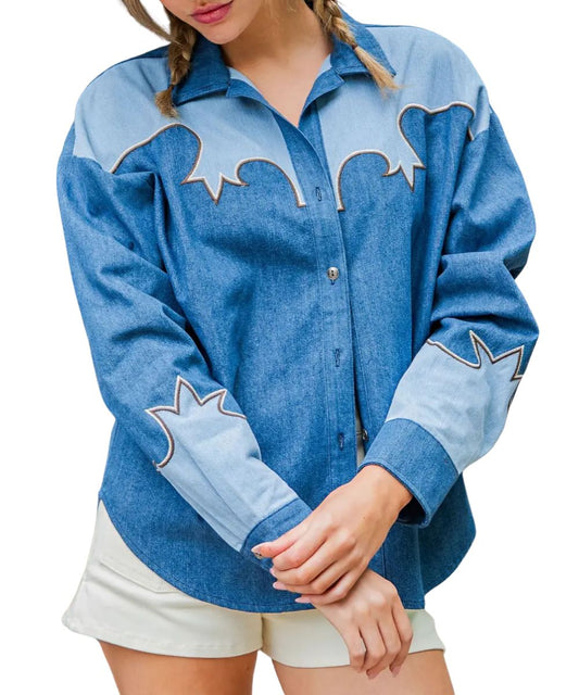 Eesome Women's Denim Button Down Shirt