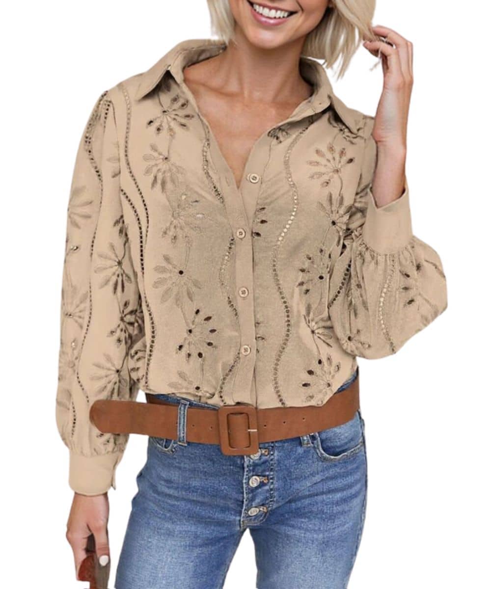 Anna Kaci Women's Eyelet Blouse