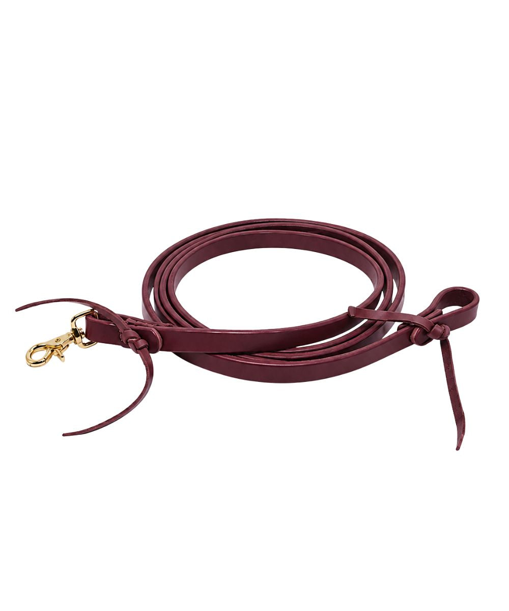 Flat Burgundy Leather Roping Reins