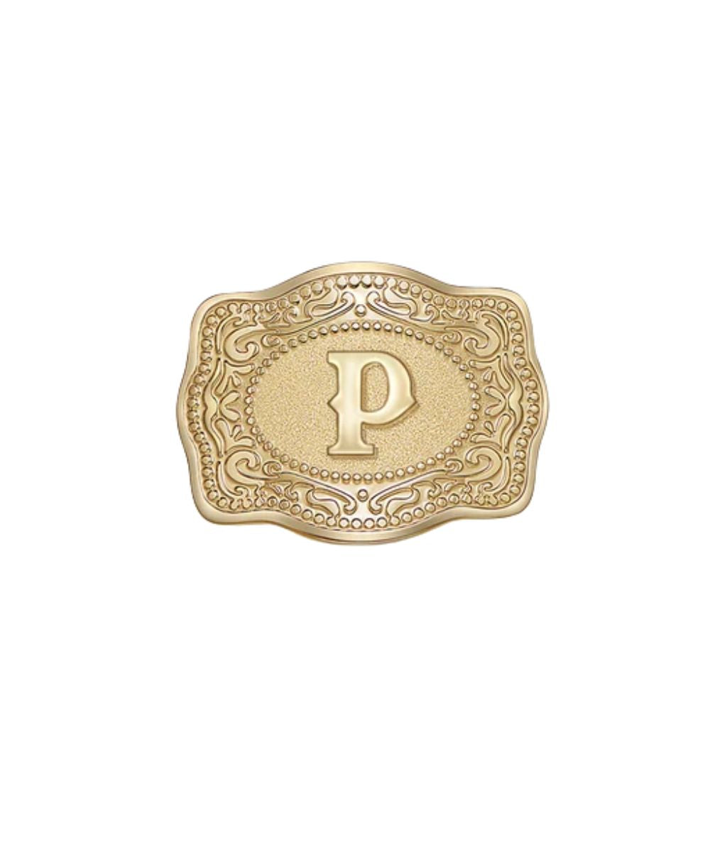 SpurWest P Initial Gold Mini Belt Buckle Hatpin