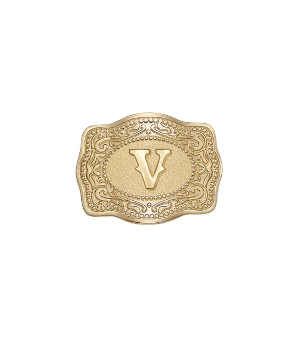 SpurWest V Initial Gold Mini Belt Buckle Hatpin