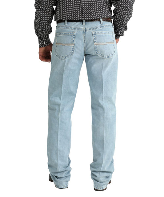 Men's Relaxed Straight Jean Featuring Tonal Stitched Back Pockets And A Light Stonewash