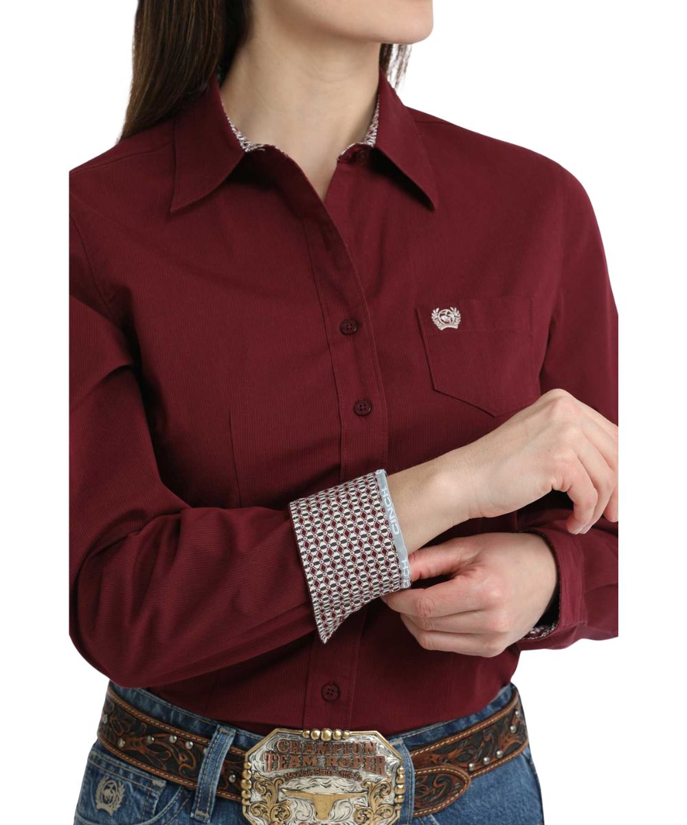 Cinch Women's Burgundy Button Down Shirt