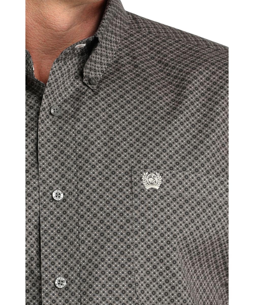 Cinch Men's Gray Geometric Button Down Shirt