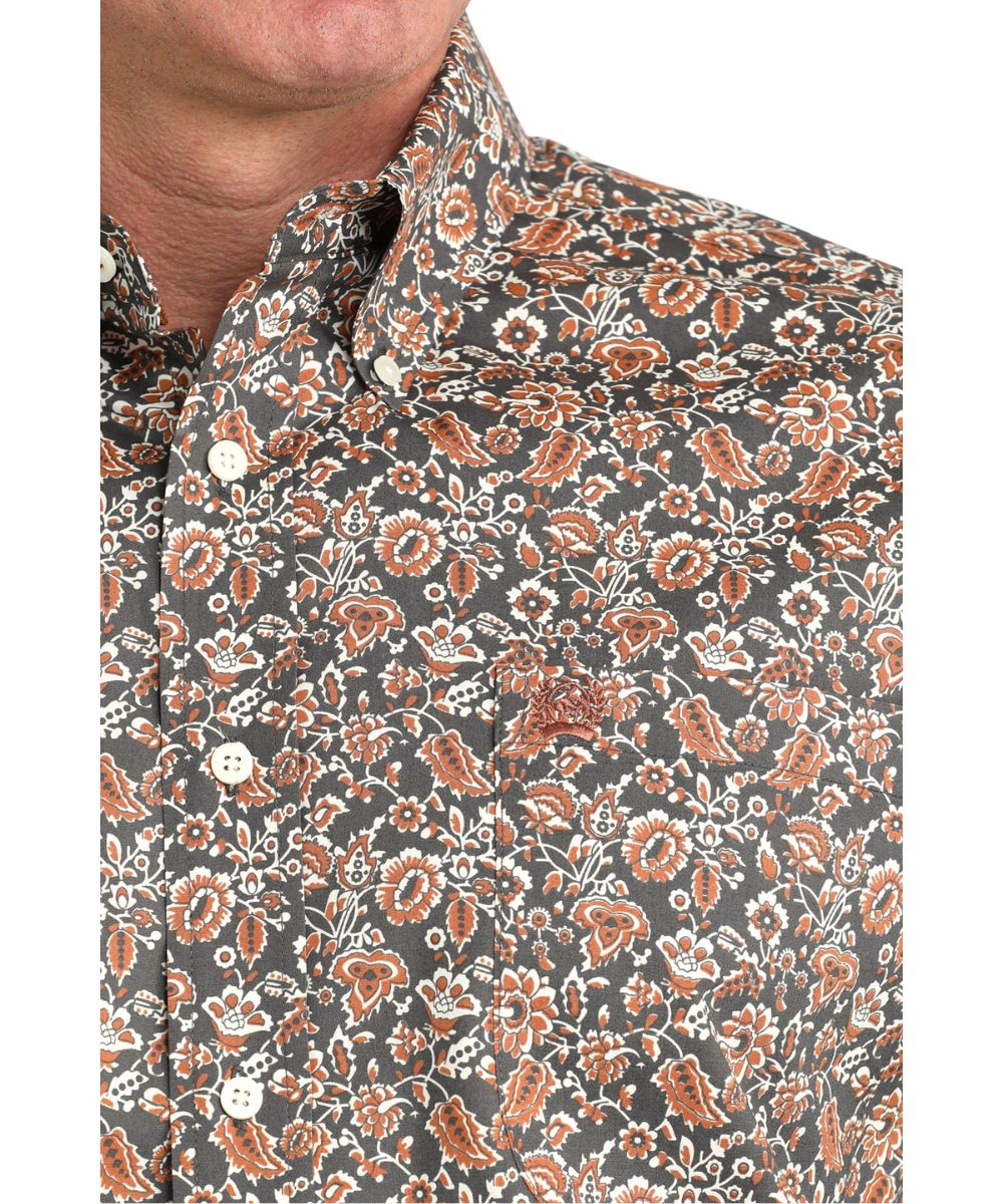 Cinch Men's Charcoal Floral Button Down Shirt